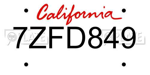 7ZFD849 California License Plate