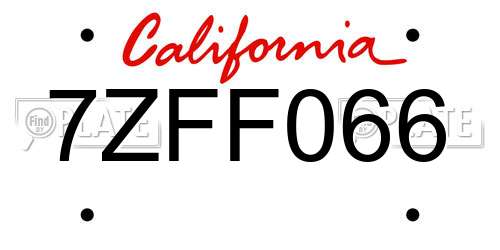 7ZFF066 California License Plate