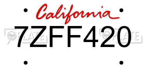 7ZFF420 California License Plate