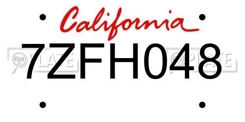 7ZFH048 California License Plate