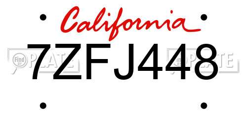 7ZFJ448 California License Plate