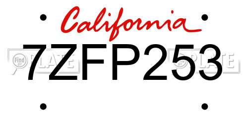 7ZFP253 California License Plate