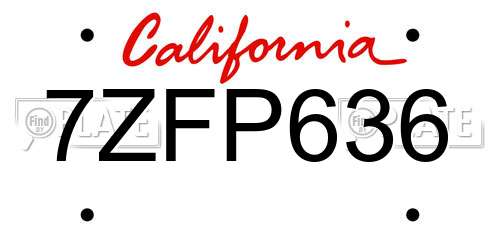 7ZFP636 California License Plate