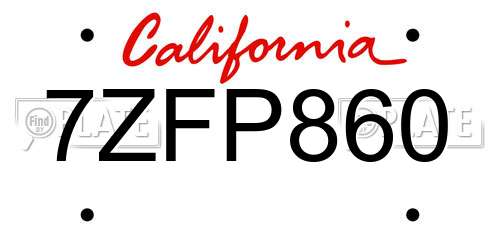 7ZFP860 California License Plate