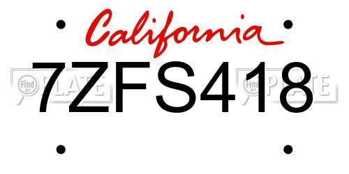 7ZFS418 California License Plate