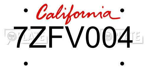 7ZFV004 California License Plate