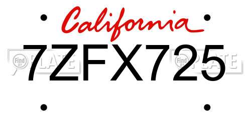 7ZFX725 California License Plate