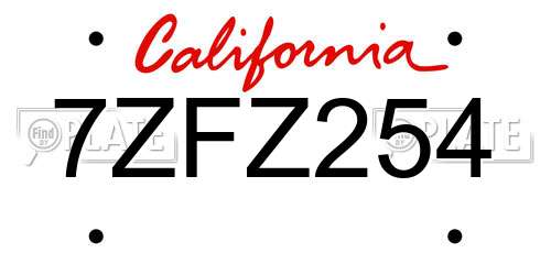 7ZFZ254 California License Plate