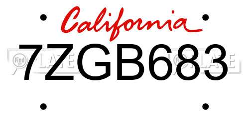 7ZGB683 California License Plate