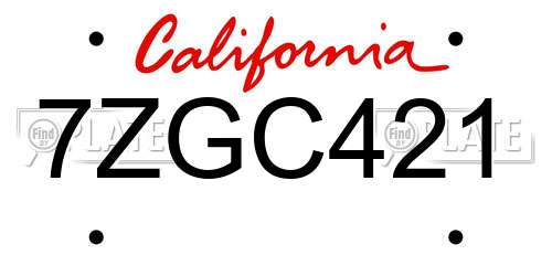 7ZGC421 California License Plate