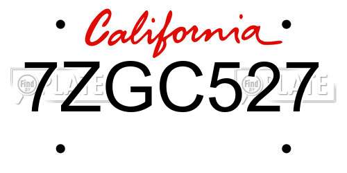 7ZGC527 California License Plate