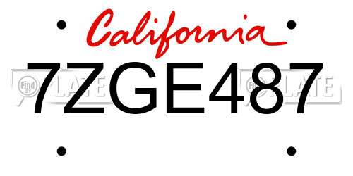 7ZGE487 California License Plate
