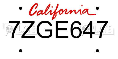 7ZGE647 California License Plate
