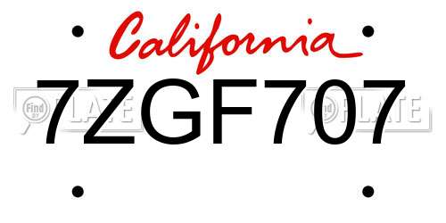 7ZGF707 California License Plate