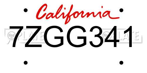 7ZGG341 California License Plate