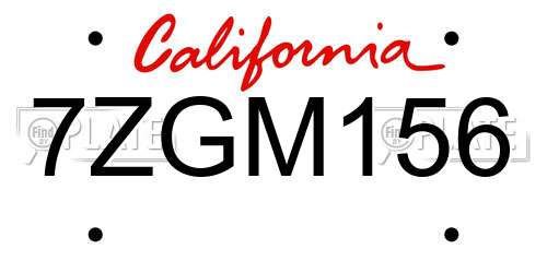 7ZGM156 California License Plate