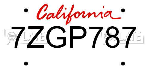 7ZGP787 California License Plate