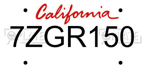 7ZGR150 California License Plate