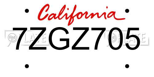 7ZGZ705 California License Plate