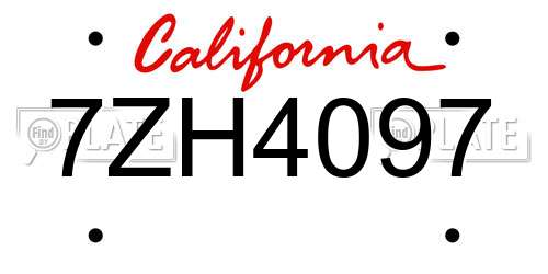 7ZH4097 California License Plate