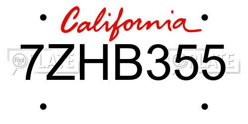 7ZHB355 California License Plate