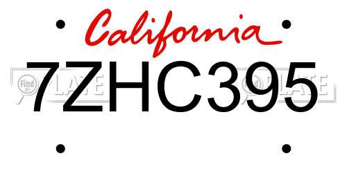 7ZHC395 California License Plate