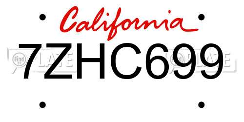 7ZHC699 California License Plate