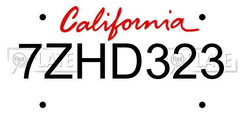 7ZHD323 California License Plate