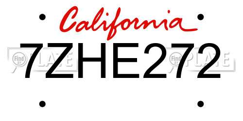7ZHE272 California License Plate