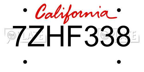 7ZHF338 California License Plate