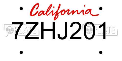 7ZHJ201 California License Plate