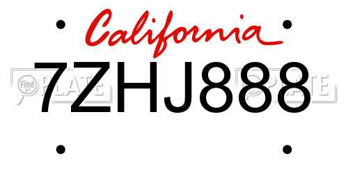7ZHJ888 California License Plate