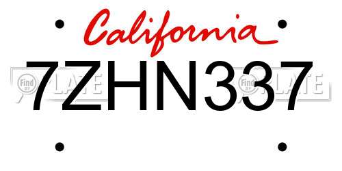 7ZHN337 California License Plate