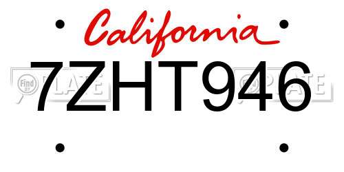 7ZHT946 California License Plate
