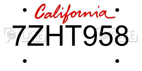 7ZHT958 California License Plate