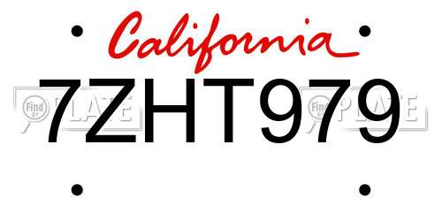 7ZHT979 California License Plate
