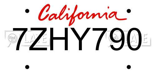 7ZHY790 California License Plate
