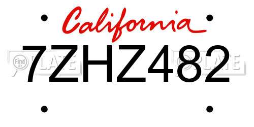 7ZHZ482 California License Plate