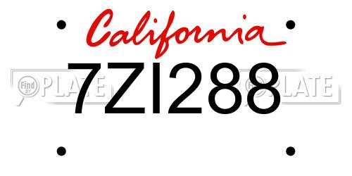7ZI288 California License Plate