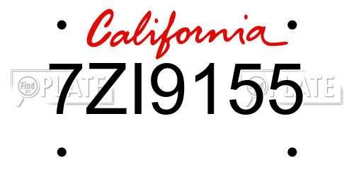 7ZI9155 California License Plate