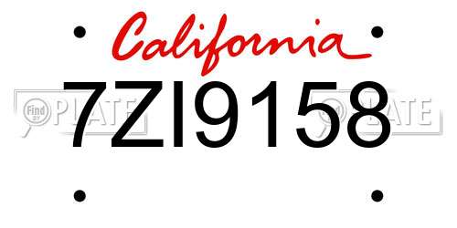 7ZI9158 California License Plate