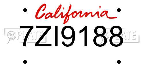 7ZI9188 California License Plate