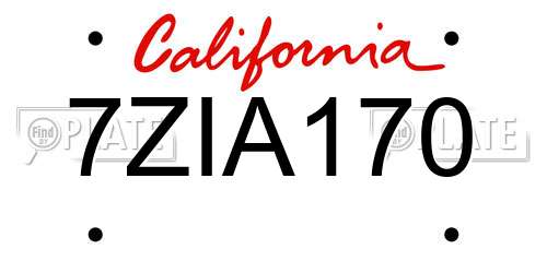7ZIA170 California License Plate