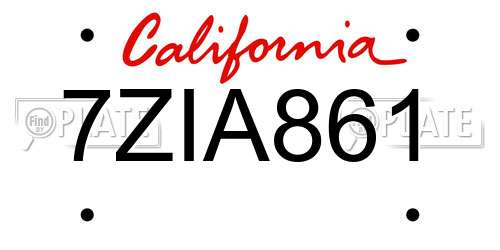 7ZIA861 California License Plate