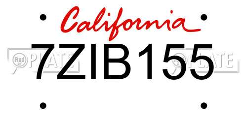 7ZIB155 California License Plate