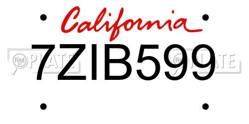 7ZIB599 California License Plate