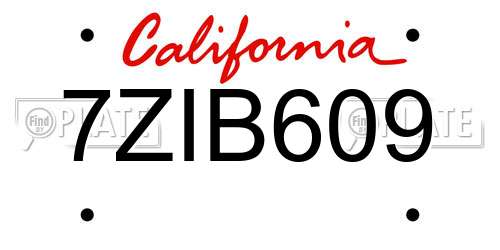 7ZIB609 California License Plate