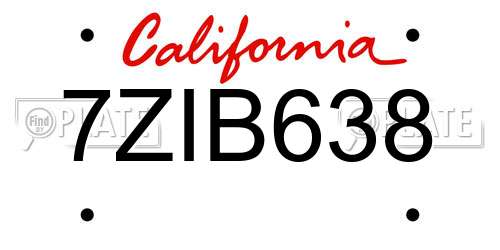 7ZIB638 California License Plate
