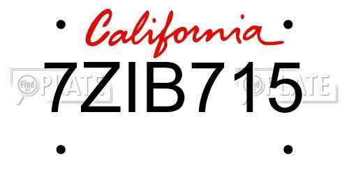 7ZIB715 California License Plate