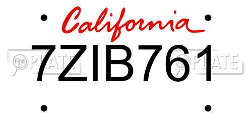 7ZIB761 California License Plate